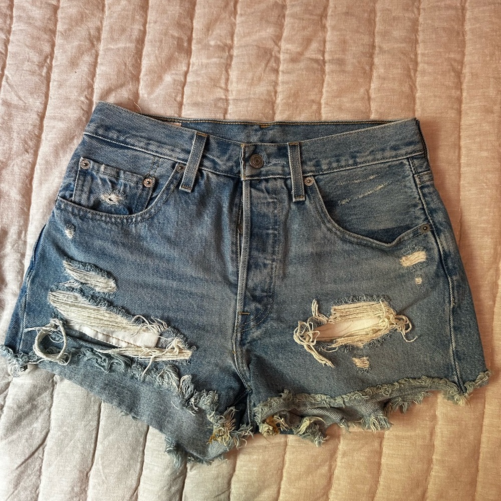 Levi’s Distressed Denim Blue Shorts